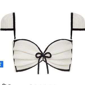 Montce Cream Black Binded Terry Rib Cabana Bows Bikini Top